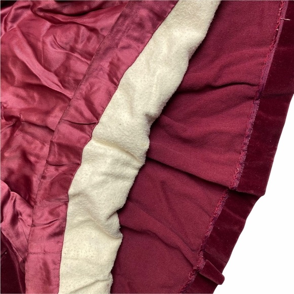 Vintage Child/toddler Cranberry Velvet Rabbit Fur? Trim Fancy Coat 50/60s - Picture 3 of 8